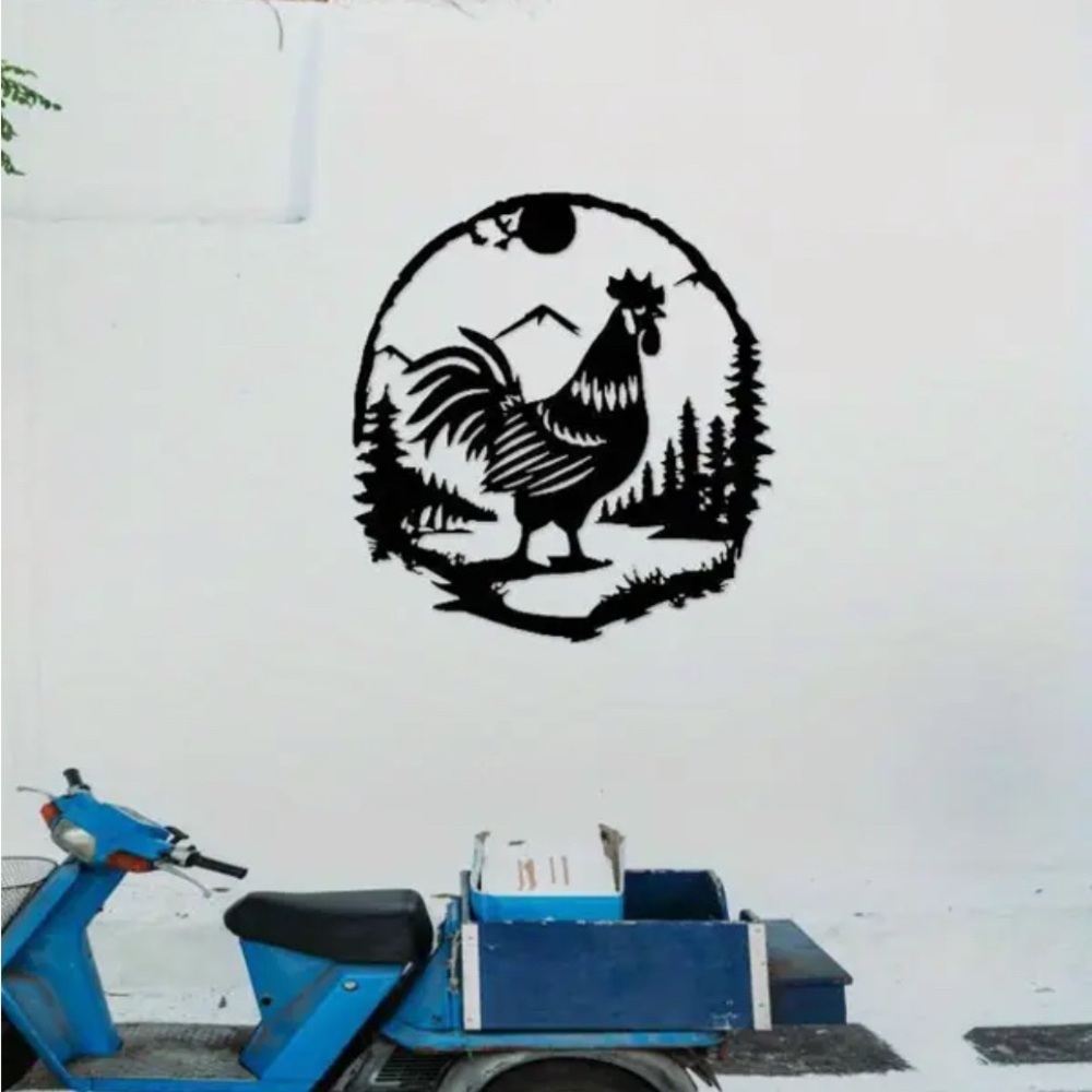 Rustic Black Rooster Wall Art